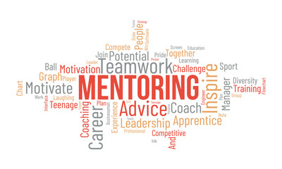 Mentoring word cloud background. Mental Health awareness Vector illustration design concept.
