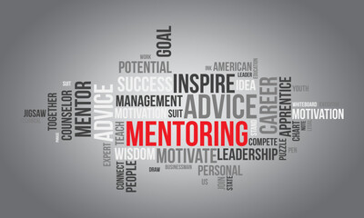 Mentoring word cloud background. Mental Health awareness Vector illustration design concept.