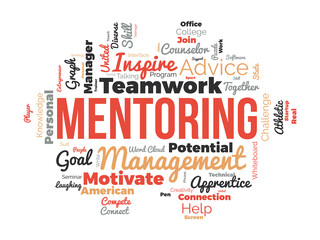 Mentoring word cloud background. Mental Health awareness Vector illustration design concept.