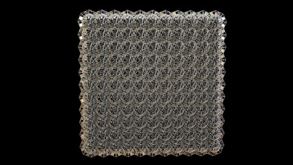 A 3D Illustration of an extremely dense ornamental pattern. Modelers, Pattern Makers, Designers, Illustrators, and Artists must watch the mesh or lattice closely to follow its makings.