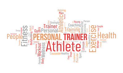 Personal Trainer word cloud background. Sports Health awareness Vector illustration design concept.