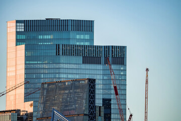 This panoramic view of the City Square Mile financial district of London. Many iconic skyscrapers including the newly completed 22 Bishopsgate tower