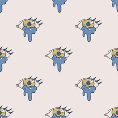 Crying eye vector seamless pattern. Cute repeat background for textile, design, fabric, cover etc.