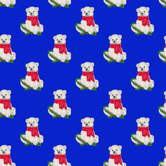 Seamless pattern with Christmas toys. Minimal isometric texture. Used for board printing on fabric.