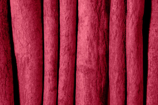 Macro photo of magenta cinnamon stick row