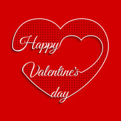 Valentines day background lettering, heart and rose. Valentine's Day card. Vector illustration.