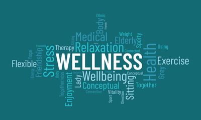 Obraz premium Wellness word cloud background. Activities awareness Vector illustration design concept.