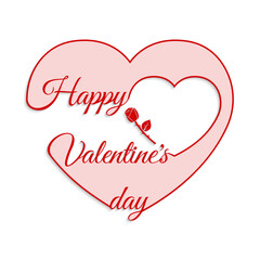 Valentines day background lettering, heart and rose. Valentine's Day card. Vector illustration.