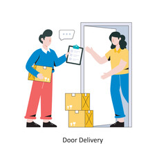 Door Delivery flat style design vector illustration. stock illustration