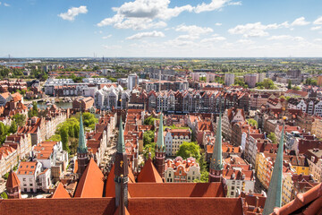 View of the old part of Gdańsk from the tower of St. Mary's Basilica.