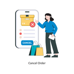 Cancel Order flat style design vector illustration. stock illustration