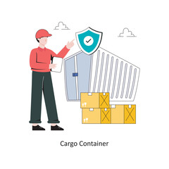Cargo Container flat style design vector illustration. stock illustration