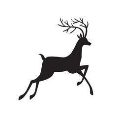 Black silhouette of Dear head with big antlers. Vector illustration.