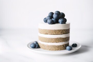 AI-generated Image Of A Delicious Raw Vegan Blueberry Cashew Mini Cake