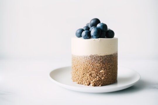 AI-generated Image Of A Delicious Raw Vegan Blueberry Cashew Mini Cake