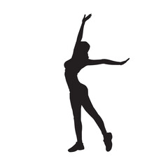 Fototapeta na wymiar Female aerobic dance isolated vector silhouette.