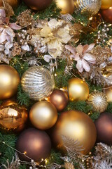 golden decoration of christmas tree