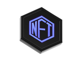NFT - non fungible token black futuristic coin 3D render
