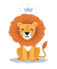 Cute and happy little lion vector illustration. Cartoon animal character. - 550913897