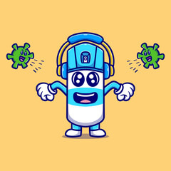 virus cleaner cartoon vector icon illustration