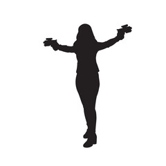 Fototapeta na wymiar illustration of female galactic ranger. isolated woman in black agent vector silhouette.