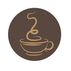 Steaming cup coffee vector hand-drawn illustration.