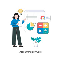 Accounting Software flat style design vector illustration. stock illustration