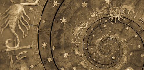 Abstract old conceptual background on mysticism, astrology, fantasy