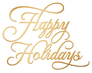 Obraz na płótnie Canvas Isolated 3D Text ‘Happy Holidays’ written in golden script font