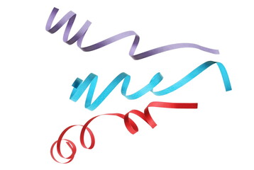 Colorful spiral paper ribbon on white, clipping path