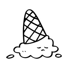 Drop ice cream cone hand drawn illustration