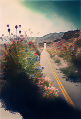 Wildflower Roadway Digital Art