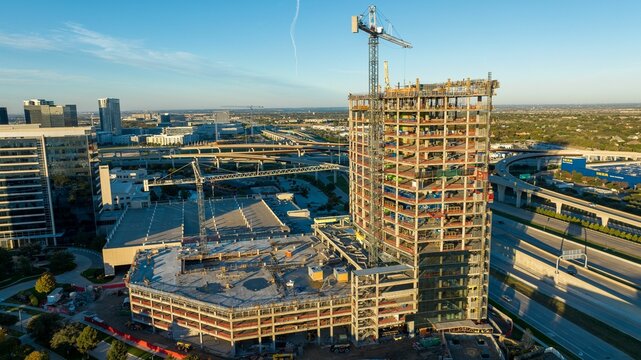 Fototapeta Aerial view of a building under construction in Plano Texas