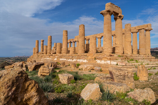 Ruins of ancient temple on sunny day