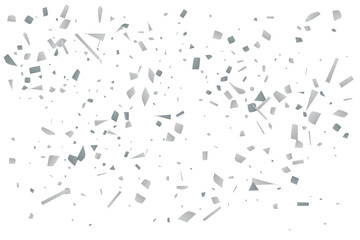 Silver glitter confetti on a white background. Decorative element.
