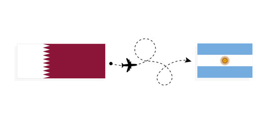 Flight and travel from Qatar to Argentina by passenger airplane Travel concept