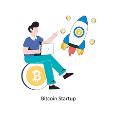 Obraz premium Bitcoin Startup flat style design vector illustration. stock illustration