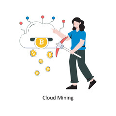 Cloud Mining flat style design vector illustration. stock illustration