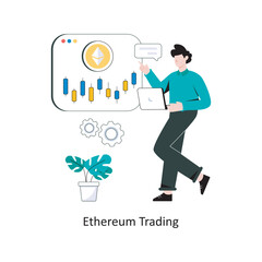 Ethereum Trading flat style design vector illustration. stock illustration