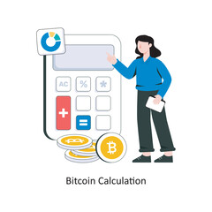 Bitcoin Calculation flat style design vector illustration. stock illustration