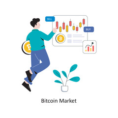 Bitcoin Market flat style design vector illustration. stock illustration