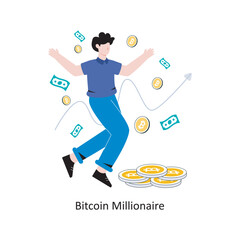Fototapeta premium Bitcoin Millionaire flat style design vector illustration. stock illustration
