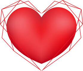 Red Heart in Geometric Frame
