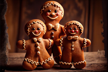 Adorable family gingerbread men christmas decoration.