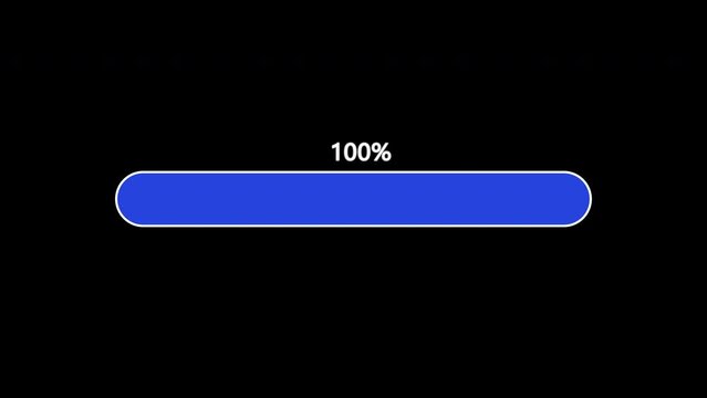 Blue download progress indicator on a black background from 0 to 100%