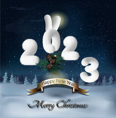 new year card with rabbit