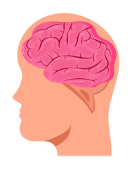 Brain of human, big head concept vector. Neurology problems, Parkinson disease and Alzheimer.