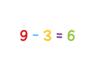 subtraction mathematics for children vector template