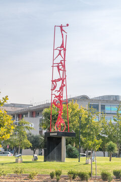 Thessaloniki, Greece - September 29, 2022: Meteoron sculpture by Greek sculptor Kostis Georgiou.