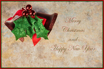 Merry Christmas Greeting Card with Holdiay Decoration